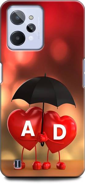 KEYCENT Back Cover for Realme C31, RMX3501 A D, A LOVES D, NAME, ALPHABET, AD LOVE, HART, BLUE