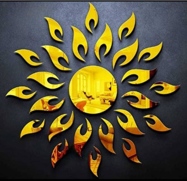 Mirror Sticker 45 cm Sun (Golden) Acrylic Mirror Wall Decor Sticker Self Adhesive Sticker
