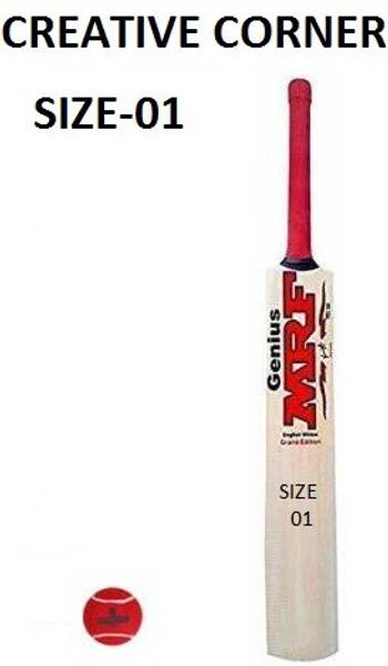 Creative Corner MRF JUNIOR (SIZE-01) BAT+1 BALL BAT COMBO Poplar Willow Cricket Bat