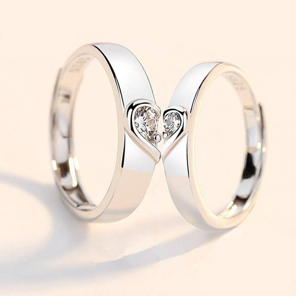 ANORI Adjustable Couple Rings Combo for Lovers Brass, Stainless Steel, Copper Cubic Zirconia Rhodium, Silver, Titanium Plated Ring