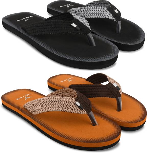 EVOK Men Mens Comfortable Trending And Stylish Multicolor Embozing Flipflop (Pack Of 2) Slippers