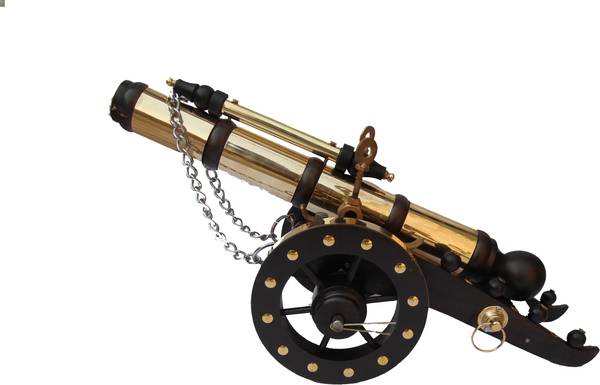 Handicraft ANTIQUE LOOK SHOWPIECE CANNON MADE OF BRASS & WOOD & HAND CRAFTED LENGTH-52CM Decorative Showpiece - 24 cm