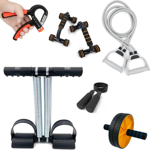 LIVOX Tummy Trimmer, Ab Roller, Pushup Bar, Toning Tube, Skipping Rope And R Hand Grip Ab Exerciser