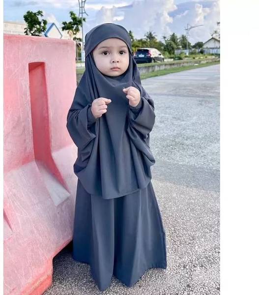 MODEST CITY Crepe Self Design Abaya With Hijab
