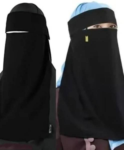 Dhyeyu Pack Of 2 Single Layer Ekara and Pendal Niqab Nose Piece Chiffon Solid Burqa