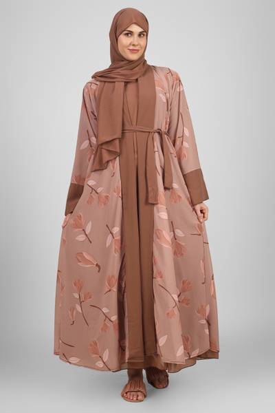 ovais abaya collection Chiffon Solid Abaya With Hijab
