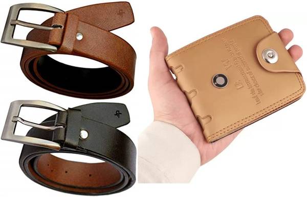 Just Style Leather Wallet & Belt Combo