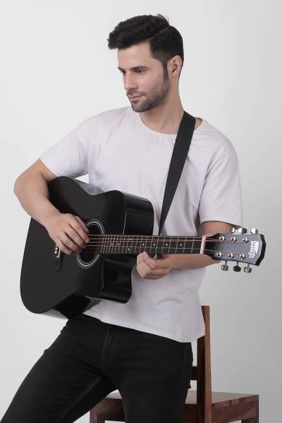 intern 41 inches Black Cutaway Shape Acoustic Guitar with truss rod. Acoustic Guitar Linden Wood Hard Wood Right Hand Orientation