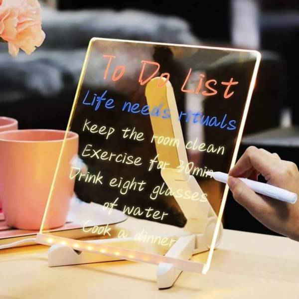 BAREPEPE 3D Acrylic Led Writing Note Board 20 cm Acrylic Sheet