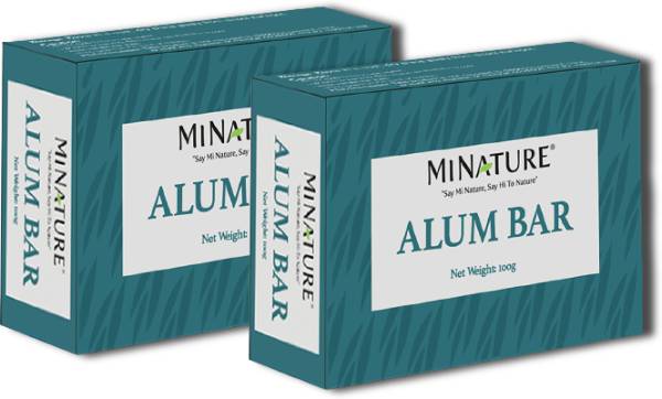 mi nature Alum Bar 100gm (Fitkari), Pack of 2 Shaving Bar 100% Pure Potassium Alum Stone