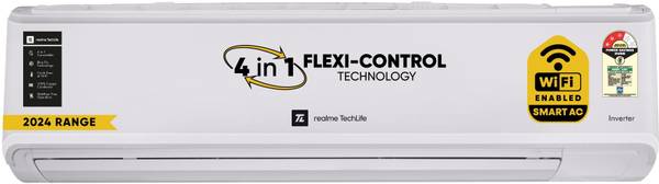 realme TechLife 2024 Model 1.5 Ton 3 Star Split Inverter Smart AC with Wi-fi Connect AC with Wi-fi Connect - White