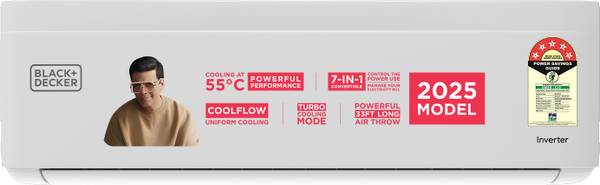 BLACK+DECKER 2025 Model 1.5 Ton 5 Star Split Inverter AC - White