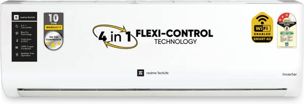 realme TechLife 1 Ton 3 Star Split Inverter AC with Wi-fi Connect - White