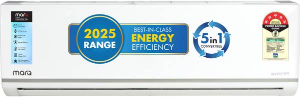 MarQ by Flipkart 2025 1 Ton 5 Star Split Inverter 5-in-1 Convertible with Turbo Cool Technology AC - White
