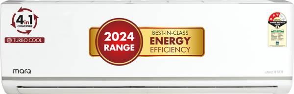 MarQ by Flipkart 2024 Range 1.5 Ton 3 Star Split Inverter 4-in-1 Convertible with Turbo Cool Technology AC - White