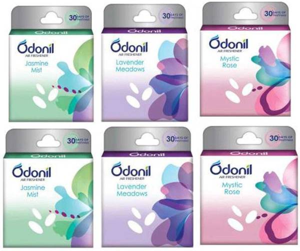 Odonil mixed fragrance, Long Lasting Odour (6 x 48 g), Assorted Blocks(pack of 6) Blocks mixed pack of 6