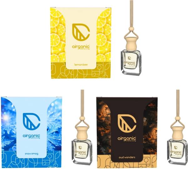 Airganic Aroma Swing Combo Offer: Lemon Bee, Oud wonder & Snow Smog Car Freshener Diffuser