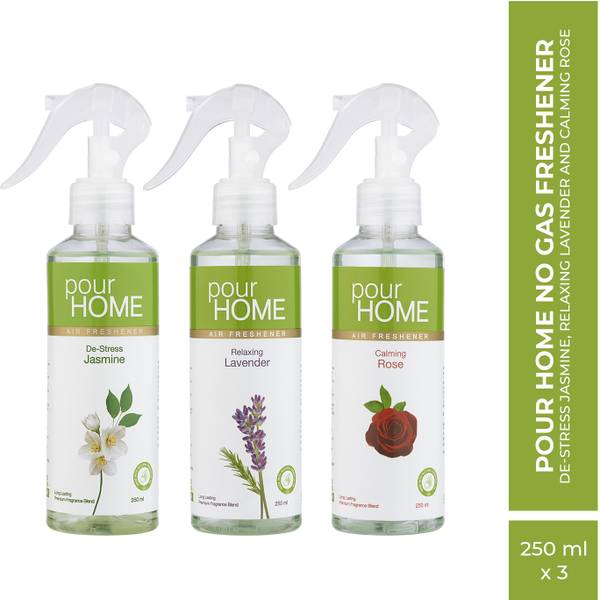 POUR HOME De-Stress Jasmine, Relaxing Lavender and Calming Rose No Gas Air Freshener Spray Jasmine, Relaxing Lavender and Calming Rose No Gas Air Fres...