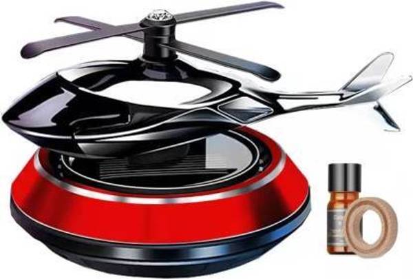 CCE Aroma Car Freshener Diffuser Helicopter Design 360 Degree Rotation Solar Power Air Freshener (Red)-011
