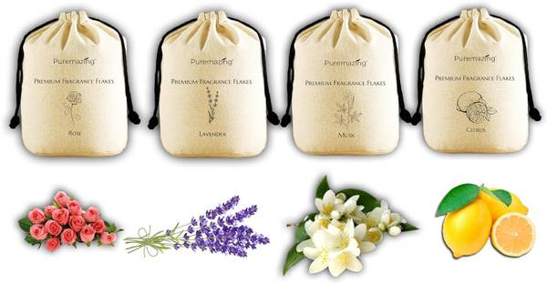 Puremazing Premium Rose, Musk, Citrus & Lavender Fragrance Flakes Bags Potpourri