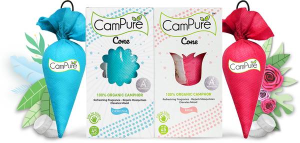 CamPure Cone Air Freshener - Original & Rose - Pack of 2 Potpourri