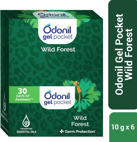 Odonil Wild Forest Blocks Gel Pocket | Infused with Essential Oils | Germ Protection | Lasts Up to 30 days