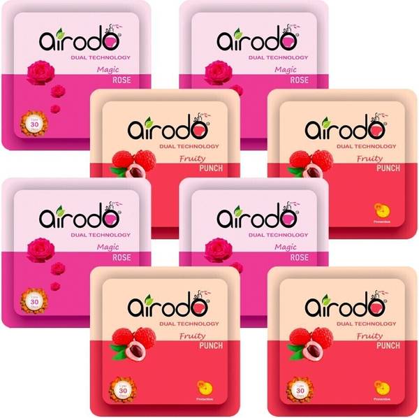 AIRODO Pocket Gel Air Freshener |Mix Scents (Magical Rose | Fruit Punch) (pack of 8) Blocks Pocket Gel Air Freshener |Mix Scents (Magical Rose | Fruit...