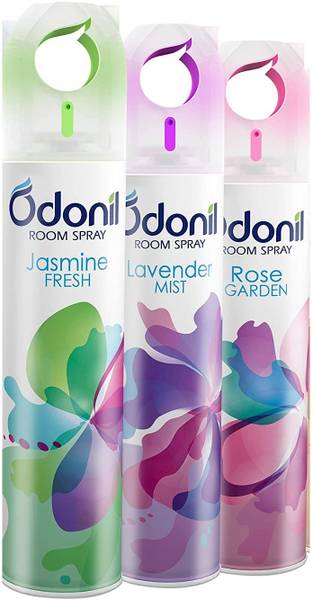 Odonil Rose, Jasmine, Lavender Spray Room Spray Air Freshener 150mlx3(Lavender/Jasmine/Rose)