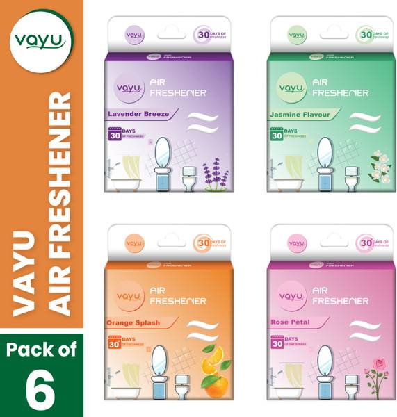 Vayu Bathroom Air Freshener Mixed Flavours Lavender,Jasmine,Rose,(Plack of 6) Blocks Air Freshener for Bathroom (Toilet Air Freshner)