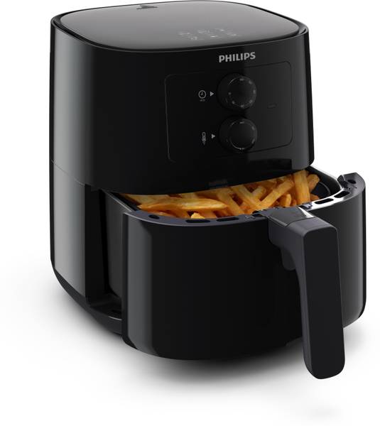 PHILIPS Air Fryer HD9200/90, uses up to 90% less fat, 1400W, 4.1 Ltr, with Rapid Air Technology (Black) Air Fryer