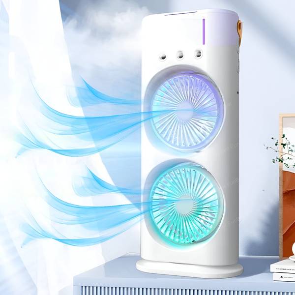 The Whimsify Store Double-Ended Spray Fan| Portable Air Cooler With Light For Table,office,Home Portable Room Air Purifier