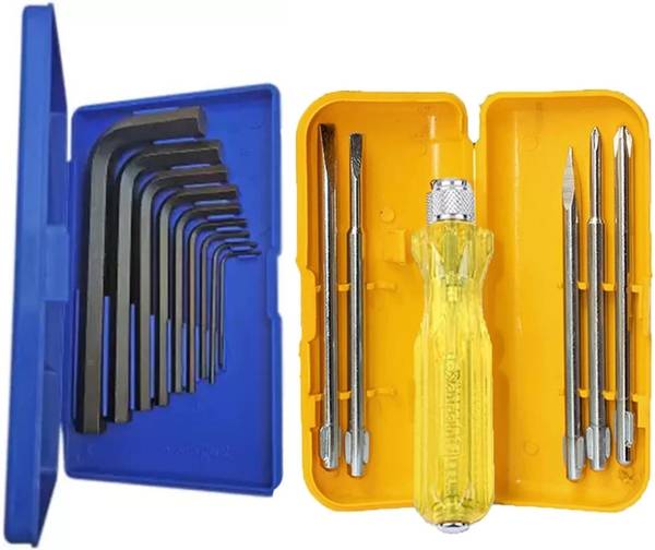 Kshivi 5 Pcs Combination Screwdriver Set with 9 Pcs Allen Key Set For Bike/Cycle/Guitar Combination Screwdriver Set
