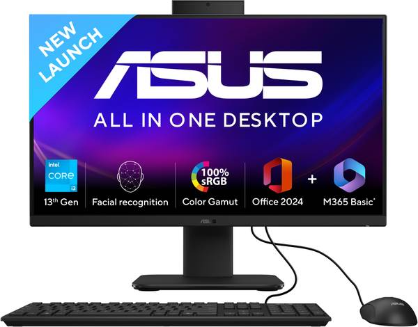 ASUS V400 AiO Series, All in One Desktop, 13th Gen Intel Core i3 (8 GB DDR5/512 GB SSD/Windows 11 Home/23.8 Inch Screen/V440VAB-KBPC002WS) with MS Off...