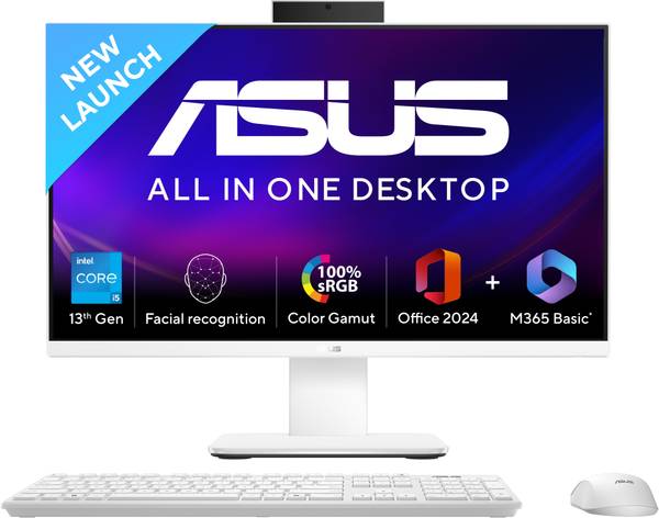 ASUS V400 AiO Series, All in One Desktop, 13th Gen Intel Core i5 (16 GB DDR5/1000 GB SSD/Windows 11 Home/27 Inch Screen/V470VA-KWPE005WS) with MS Offi...