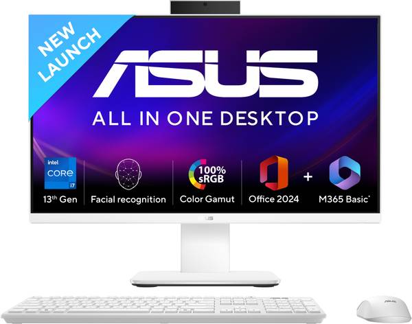 ASUS V400 AiO Series, All in One Desktop, 13th Gen Intel Core i7 (16 GB DDR5/1000 GB SSD/Windows 11 Home/27 Inch Screen/V470VA-KWPE006WS) with MS Offi...