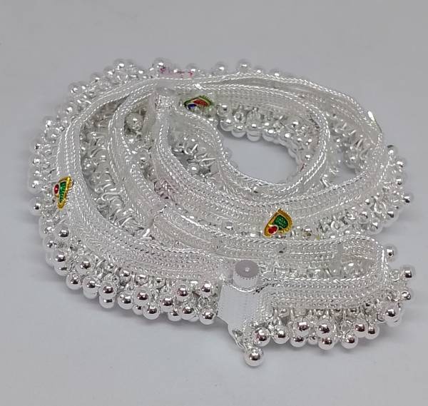 AamNa Enterprises Beautiful Silver Plated Bridal Payal For Women One Pair Alloy Anklet