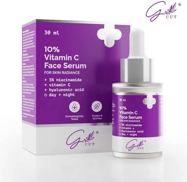 GCUT 30% Vitamin C Face Serum for Radiant Skin with 5% Niacinamide & Hyaluronic Acid