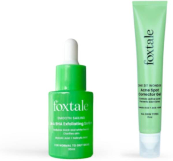 Foxtale Ultimate Acne Treatment | AHA BHA Exfoliating Serum - 30ml + Acne Gel - 15ml