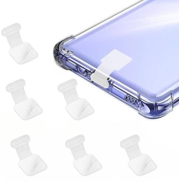 MAK Type C Charging Port Adhesive Dust Protection Caps,Anti-Lost Cover (Transparent) Power Port White Anti-dust Plug