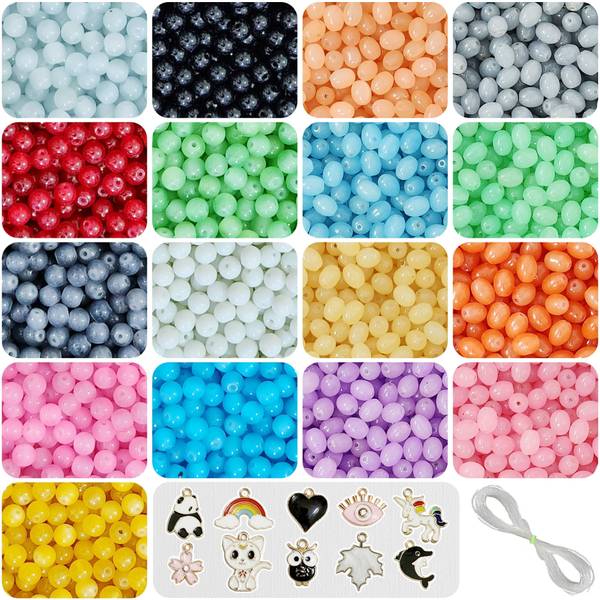 REGLET 10 Metal Charms & 515 Glass Beads for Craft Jewellery Making Kit Bracelet 31b