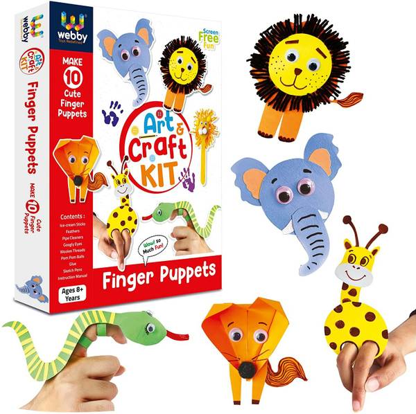 Webby DIY Art and Craft Finger Puppet Activity Kit, Return Gift for Kids