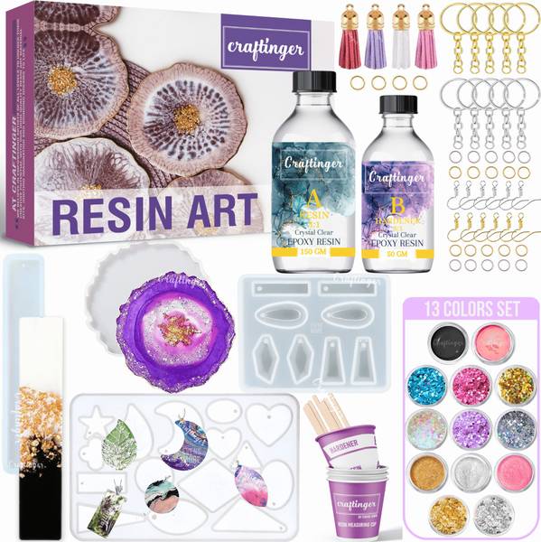 Craftinger All in One Kit with 200gm Resin for Pendant Earring Keychain & Coaster
