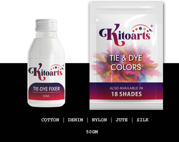 Kitoarts Fabric Dye For Clothes 50 Gram, Black Dye For Jeans, 50 ML Fixer, Permanent Dye