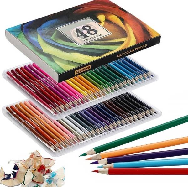 Corslet 48 Pc Oil Colour Pencils Set Art Kit Color Drawing Pencils for  Artists Kit Color - Price History