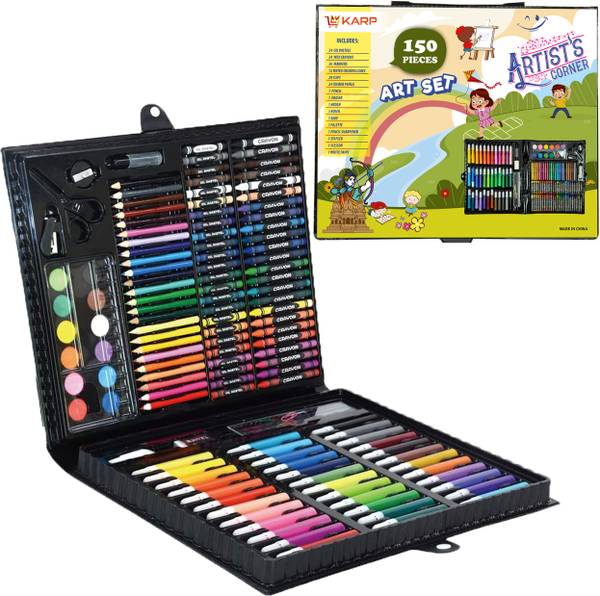 KARP 150-Piece Black Color Art Drawing Kit Case Gift For Kids Art & Craft Supplies
