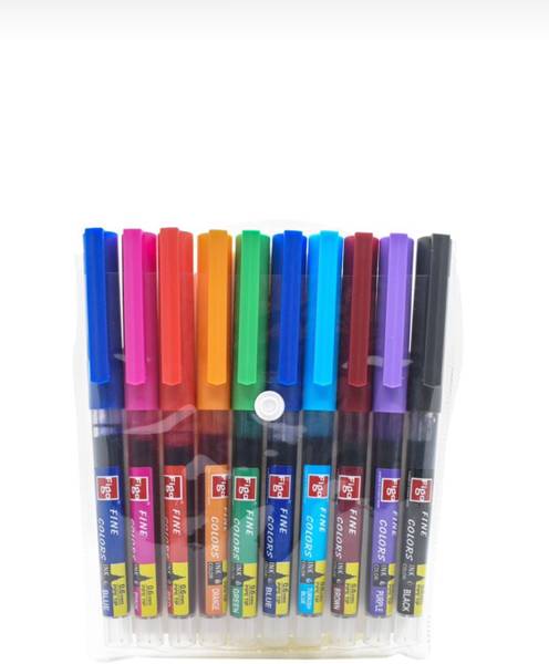 FIGO FINE COLOR ROLLER PENS 0.6MM PIPE TIP (10ASSORTED COLORS)