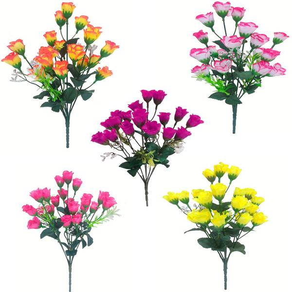 saf NEW 21 KALI ARTIFICIAL FLOWER BUNCH PACK OF 5 (12 INCH , MULTI
