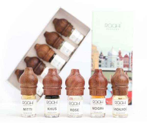 Raahi Parfums Traditional Indian Attars | Discovery Set | 5 Fragrance |Smell Fresh | 5x2ml Floral Attar
