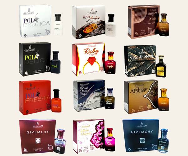Al-Nuaim AMEER Series 100% Long Lasting Fragrances(Pack Of 12) Floral Attar