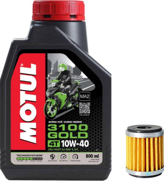 MOTUL 3100 4T Gold 10W-40 Synthetic Blend Engine Oil 1L & R15 Oil Filter Combo Combo